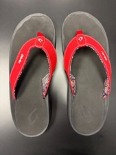 Men's OluKai Ohana Flip Flop Sandals Size 17 Red Lava Black NEW