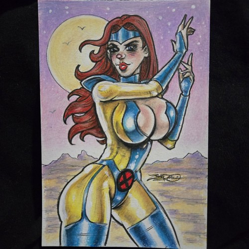 JEAN GREY X-MEN 90S ORIGINAL COMIC PINUP ART DRAWING MINI