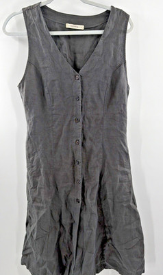 Filosofia Linen Midi Dress Sleeveless Button Down S Gray Womens Lagenlook USA