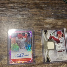 2021 Panini Donruss Rhys Hoskins Auto Pink Fireworks /99 And 2020 Tier One Patch