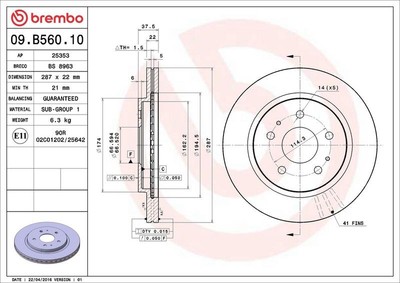 Brembo 09.B560.10 Set 2x Bremsscheibe für Daihatsu Terios J2 F7 1.5 2005->
