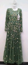Mac Duggal Embellished High Neck Long Sleeve A Line Gown Size 4 Sage 5533