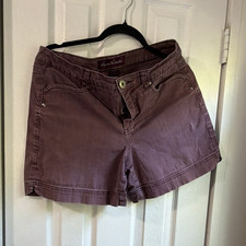 Gloria Vanderbilt Amanda Women  s Purple Twill Cotton Chino Shorts Pockets 14