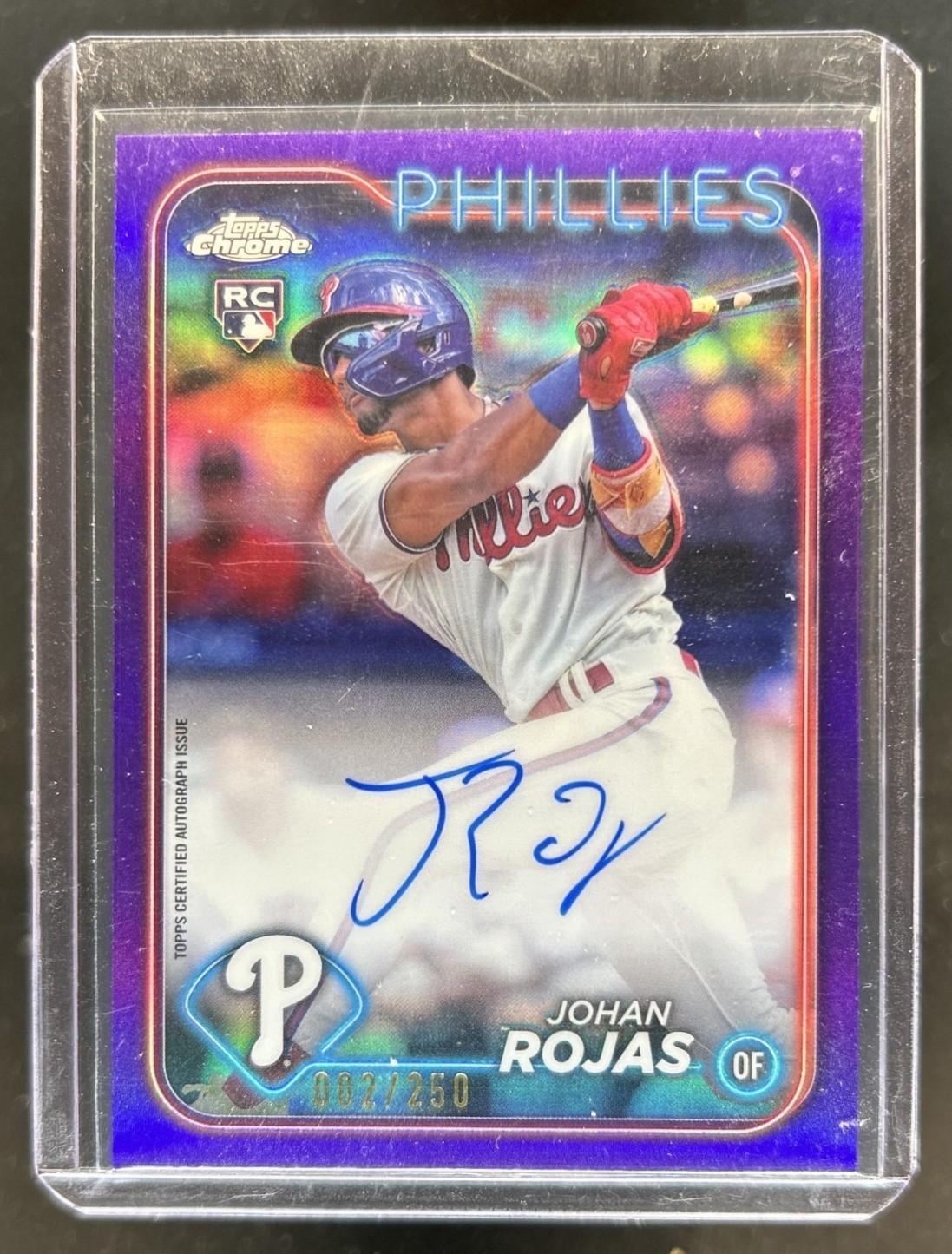 2024 Topps Chrome Update Johan Rojas Auto RC Purple Refractor #/250 Phillies