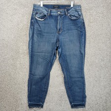 Judy Blue Jeans Womens 16W Blue Medium Wash High Rise Skinny Distressed Stretch