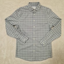 Charles Tyrwhitt Dress Shirt 15.5 35 Gray Glen Plaid Check Slim Fit Non Iron