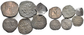 FITZ LOT 6 BYZANTINE BRONZE COINS TRACHY CONSTANTINOPLE CHRIST ØNON821