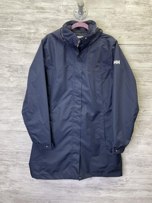 Helly Hansen Coat Womens XL Blue Rain Coat Hooded Lined Water Resistant Vietnam