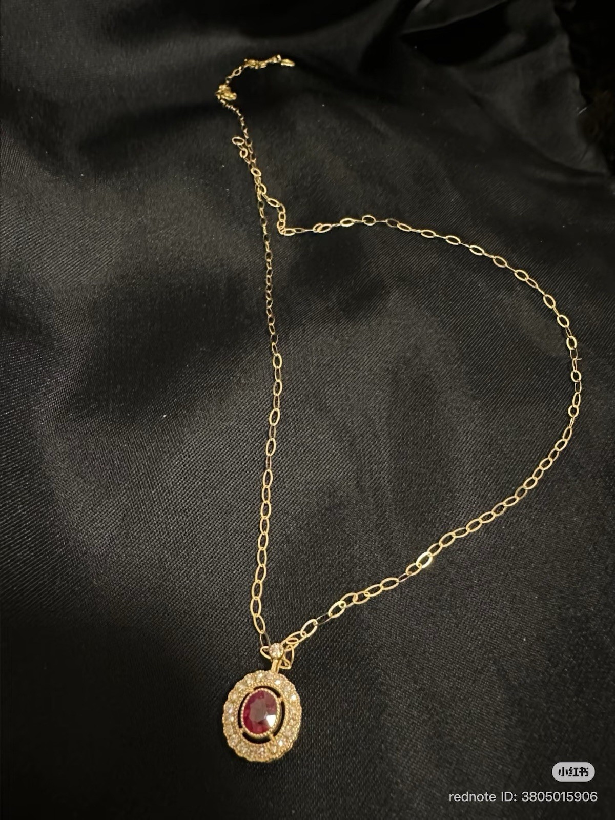 18K Solid Gold Ruby & Diamond Pendant - image 8