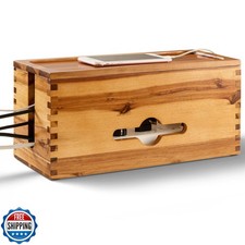 Tidita Acacia Large Cable Management Box - 15" L Cord Box Hider Power Strip B