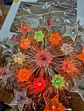 Vintage sterling 19 random twinkle star light tree top Tested Works