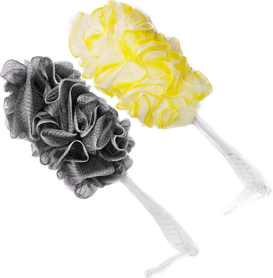 Black, Yellow & Gray Loofah - Mens & Womens Back Scrubber - 18 Inch Long - 2 Pac