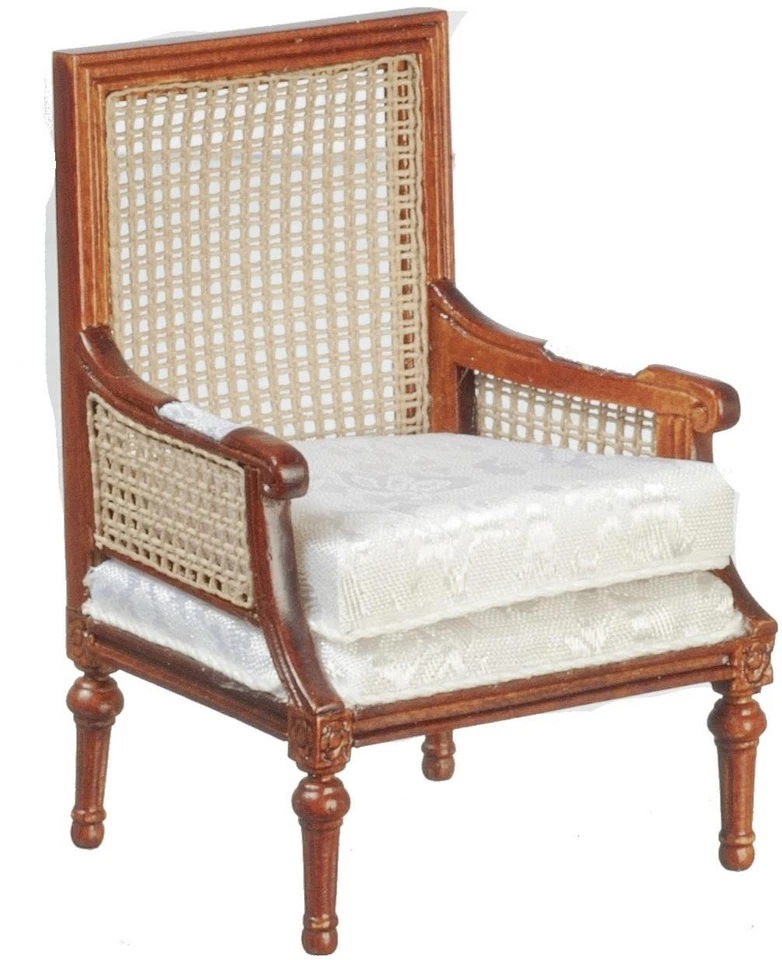 Dolls House Armchair Louis XV Bergere Walnut JBM Miniature Living Room Furniture - Image 1 of 1