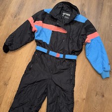 Vintage 80s Ski Suit One Piece Snowsuit Fera Snow Bib Jumpsuit Onsie Womens 10