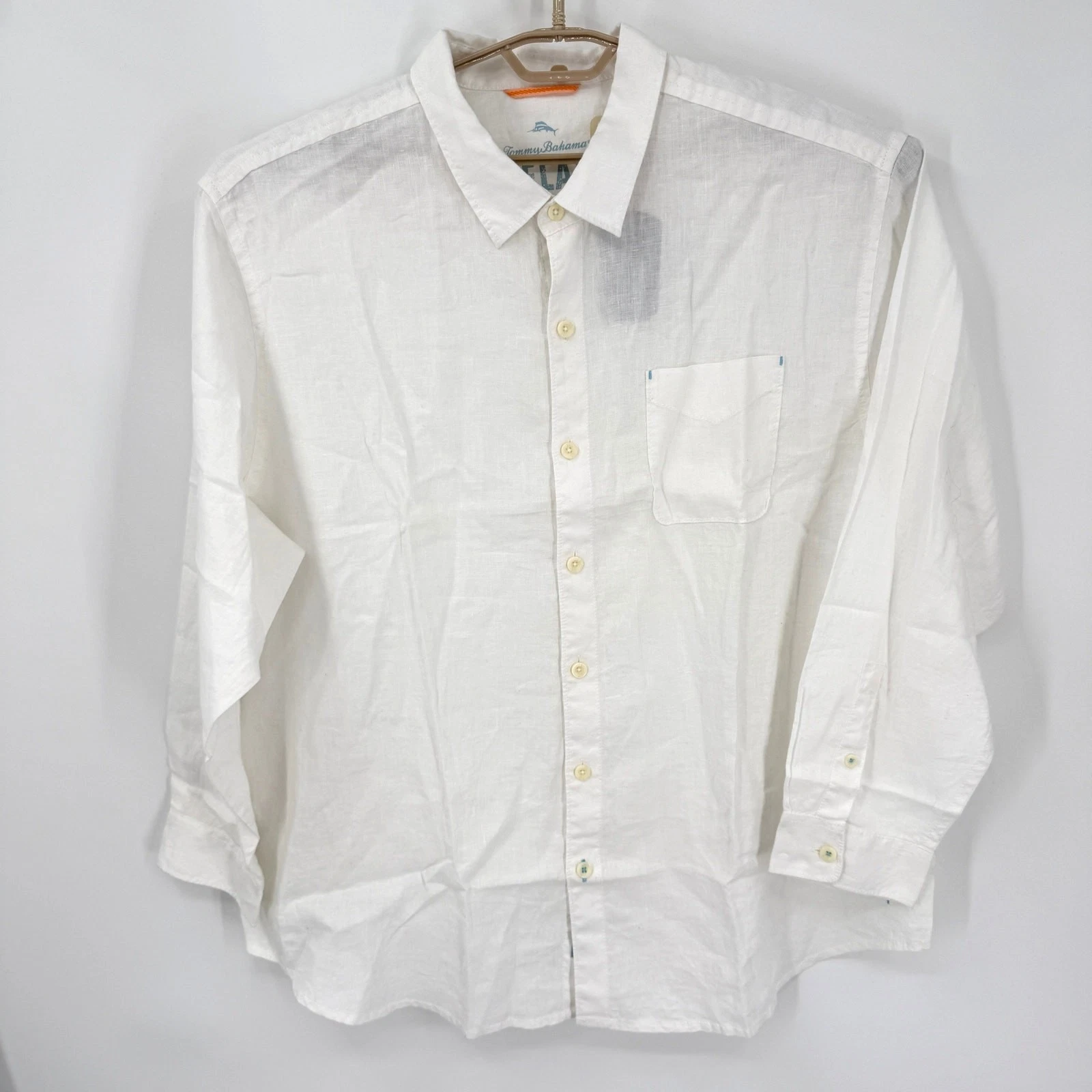 Tommy Bahama Relax Sea Glass Breezer 100% Linen Button down Shirt White 2XL NWT