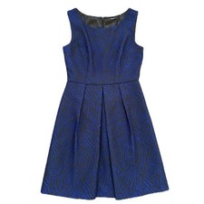 Tahari Black Blue Brocade Britta Sleeveless Lined Knee Length Dress Women’s 6