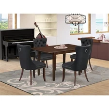 East West Furniture 5-Piece Kitchen Table Set in Mahogany/Dark Gray
