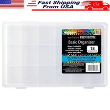 18 Compartment Organizer Storage Box Clear Durable Craft Supply Home Office New