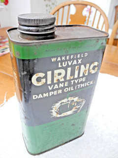 Vintage genuine Castrol Girling Vane type Damper Oil Can Tin 1 quart