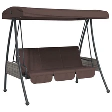 Patio Swing Bench with Adjustable Canopy Outdoor Furniture Coffee Steel vidaXL