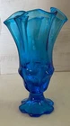 Fenton Colonial Blue Valencia Glass Swung Ruffle Edge Vase 6.75inches