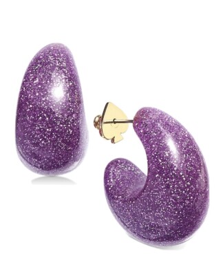 $58 Kate Spade New York Glitter Purple Lilac Adore-Ables Hoop Earrings P2 