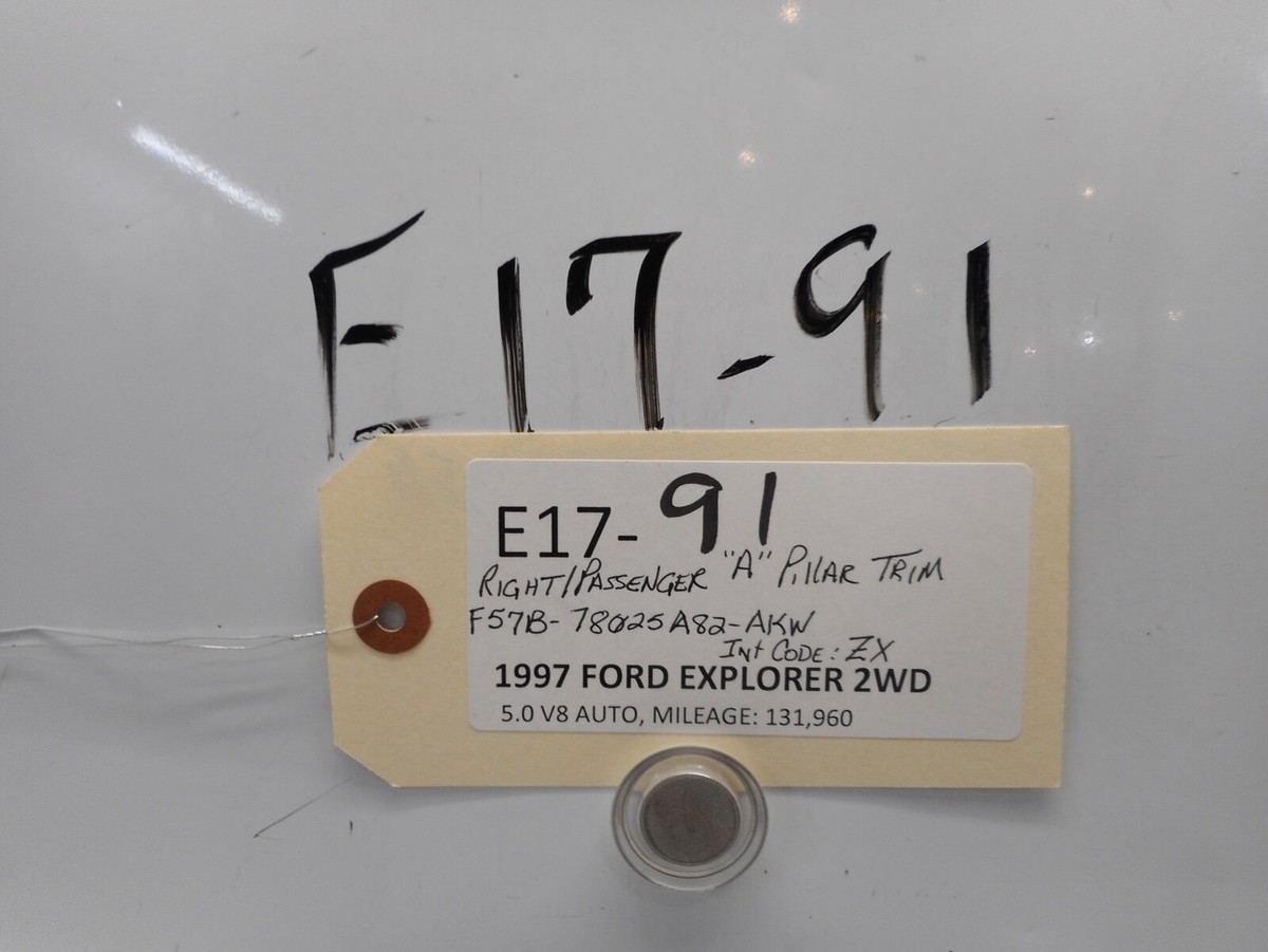 j  1997 FORD EXPLORER RIGHT PASSENGER A PILLAR TRIM F578