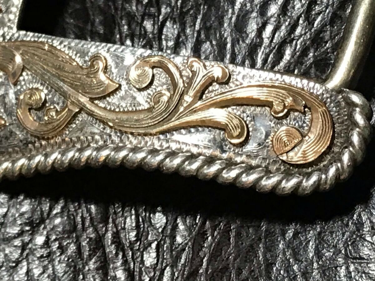 VOGT Sterling Silver .925 14k Gold & Ruby? Western Belt Buckle Retired  Handmade