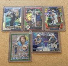 Justin Herbert Panini Prizm Lot Silver Airborne, Red Cracked Ice, Select Die Cut