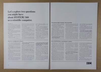 1965 IBM System/360 as a Scientific Computer vintage print Ad