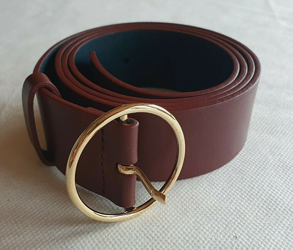 Ceinture En Cuir Violet Neuve Maison Boinet - Taille 85 Cm (34 Pouces) - Tour De Taille 95 Cm