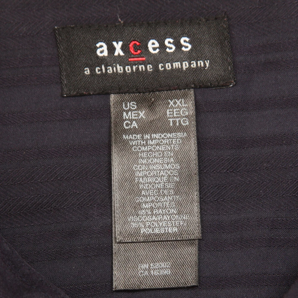 Camisa de vestir para hombre Claiborne Axcess azul rayón poliéster manga larga XXL SS21 Foto 4 de 4