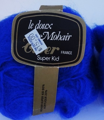TW0 TIBER Le Doux Mohair Super Kid 50 gr. Royal Blue (?) Yarn New Discontinued - Picture 2 of 5
