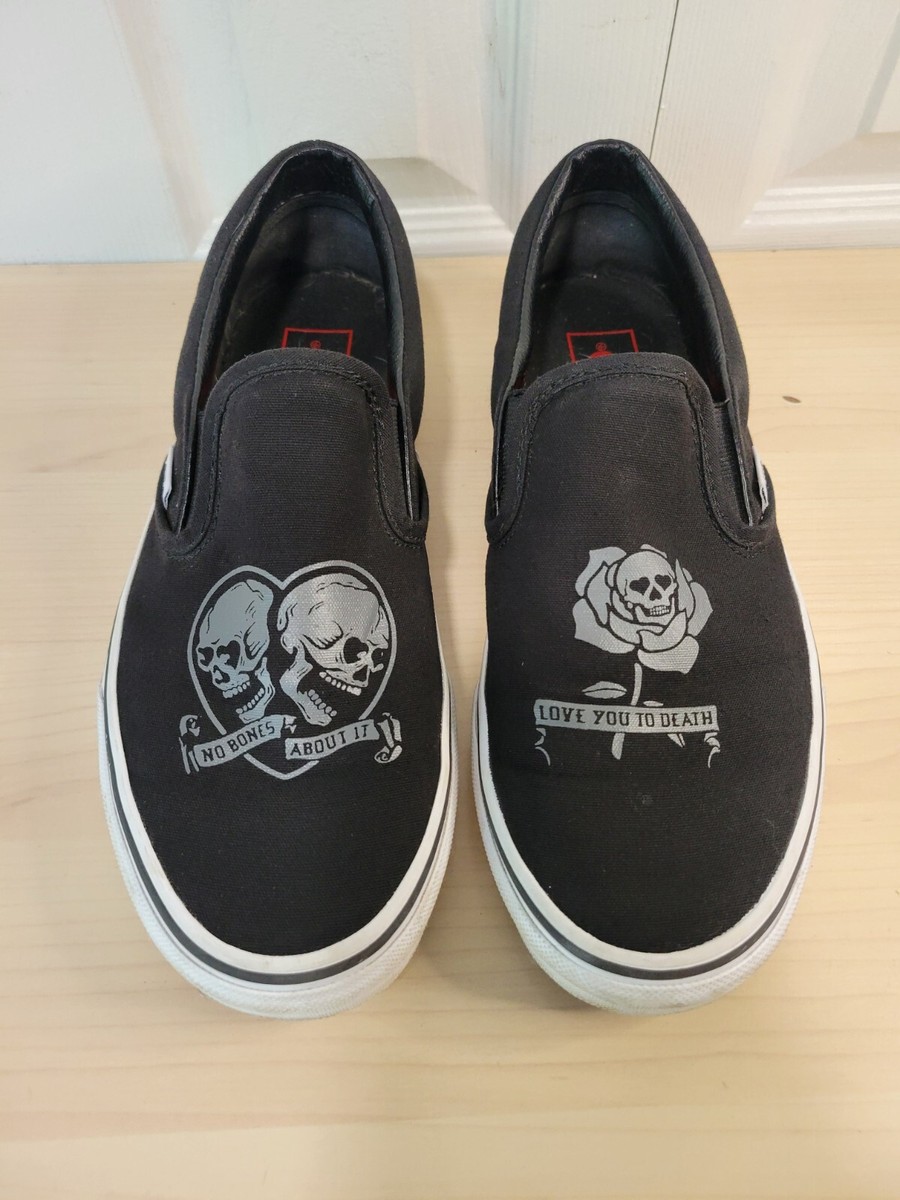 VANS Black Gray No Bones About It Love You to Death Skull  display picture 3