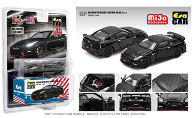 Era CAR 1:64 Mijo 2020 Black Nissan GT-R R35 Nismo Diecast Model Car ESPMJ001