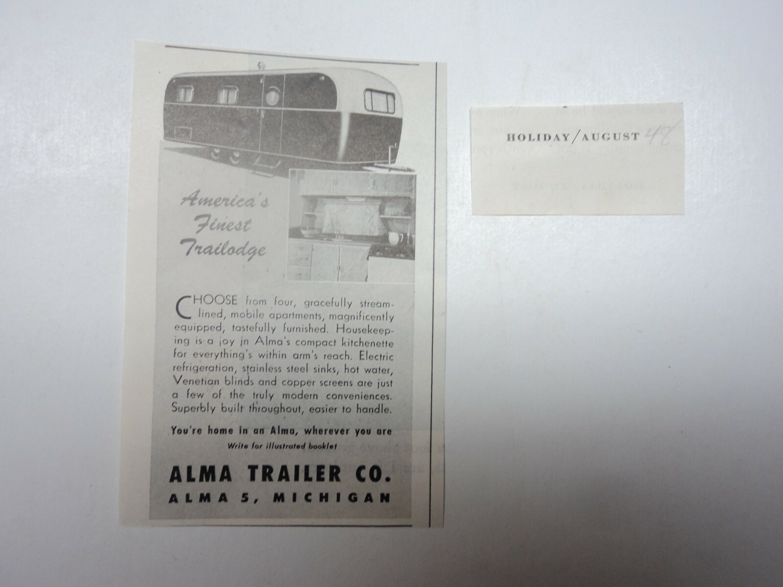 1948 Alma Trailer Co "America's Finest Trailodge" Alma MI Print Ad eBay