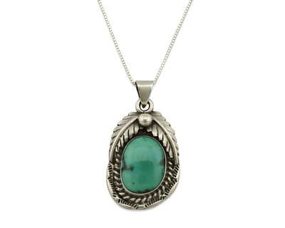 Navajo Necklace .925 Silver Royston Turquoise Artist Signed Sunrise C.80's