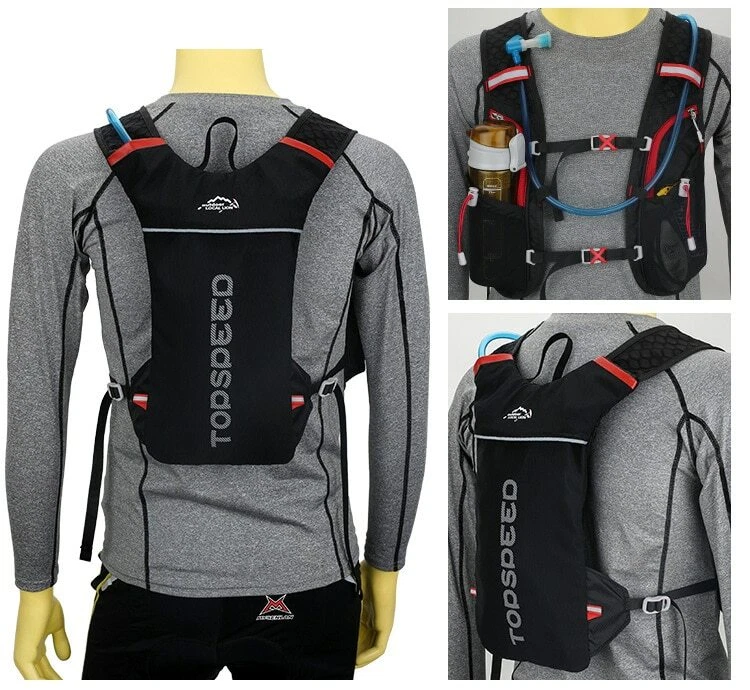 Running marathon top with hydration pack