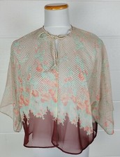 Vintage Crystal Collections Sheer Nylon Lingerie Top Rose Floral Polka Dot 12