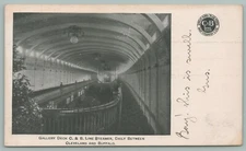 Ships~Steamer~C & B Line~Interior~Gallery Deck~Cleveland-Buffalo~Daily~Postcard