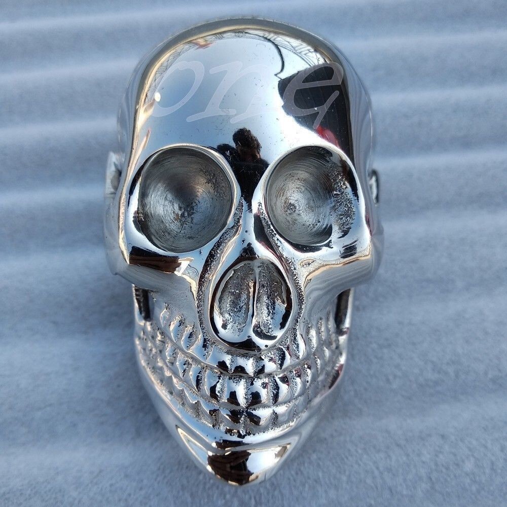 SOLID BRASS SILVER SKULL HEAD HANDLE DESIGN FOR W… - image 1