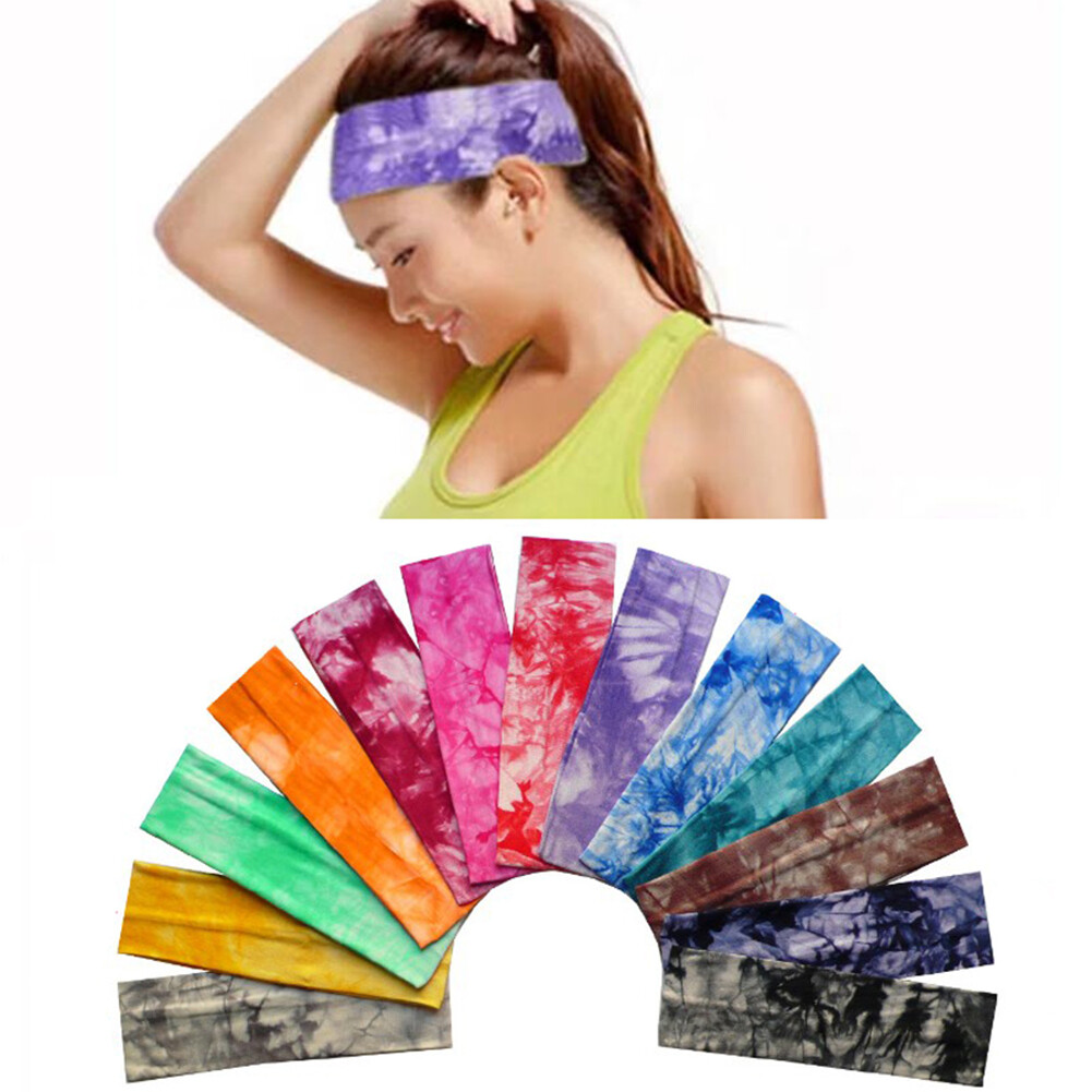 Tie-Dye Sweat Cotton Stretch Headband DIY Sports Yoga 