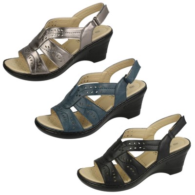 Damen-Sandalen F3107 Synthetik Keilabsatz Riptape Riemen von EAZE Ladenpreis 5,99 £