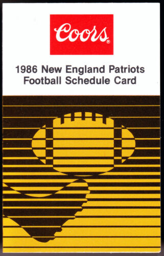 1986 NEW ENGLAND PATRIOTS COORS BEER FOOTBALL POCKET SCHEDULE FREE SHIPPING - Photo 1 sur 1