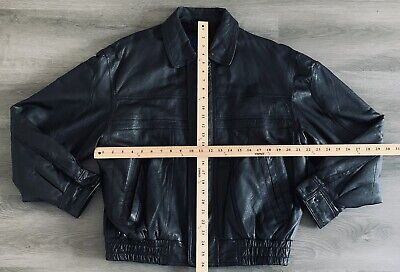 Towncraft Leather Jacket Black Men Quilted Lined Full Zip Towncraft Leather Jacket Black Men Quilted Lined Full Zip