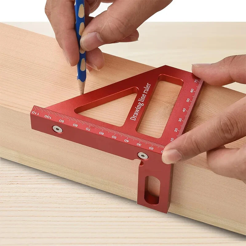 Aluminum Carpenter Square Woodworking Protractor 45 90 Degree Angle Ruler Tool - Image 3 of 4