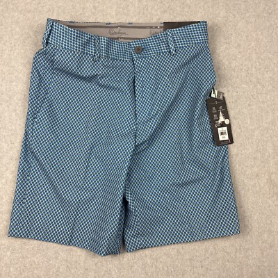 Walter Hagen Shorts Mens 30 Blue Micro Print Golf Performance 11 Stretch NWT $70