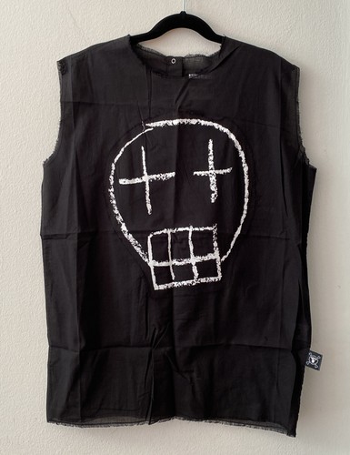 nununu Sketch Skull Patched Voile Shirt Unisex BLACK SIZE 12-14Y - Picture 4 of 6