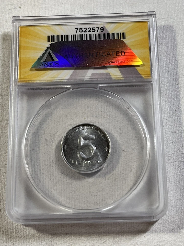 1953-A East Germany 5 Pfennig Graded MS 65 by ANACS - Image 4 of 4