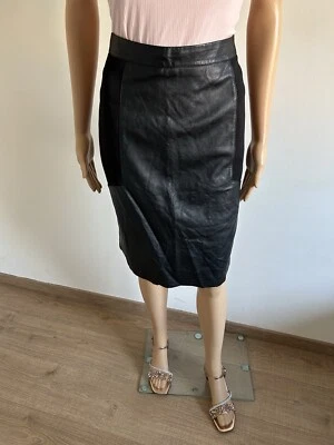 Jupe noire avec similicuir Morgan taille 38 bon état - Photo 1/4